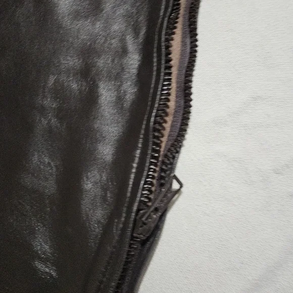 Leather pants. Brown Women's size 28 button waist zipper down the leg - Picture 7 of 7